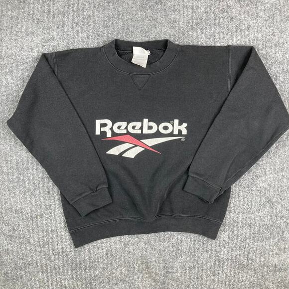 Reebok Other - Reebok Sweatshirt Boys Large Black Logo Crewneck USA Vintage 90s